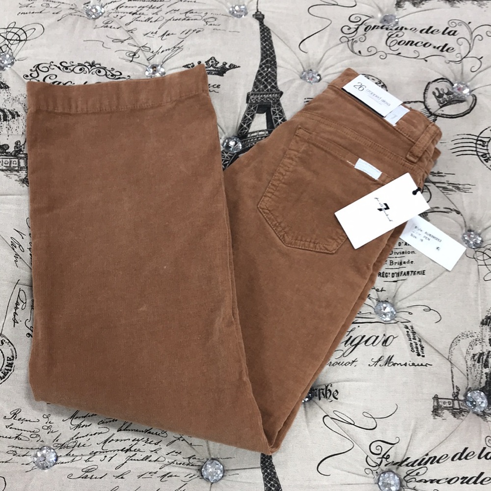 7 For All Mankind Alexa High Waist Crop Wide Leg Corduroy Pants - Picture 11 of 12